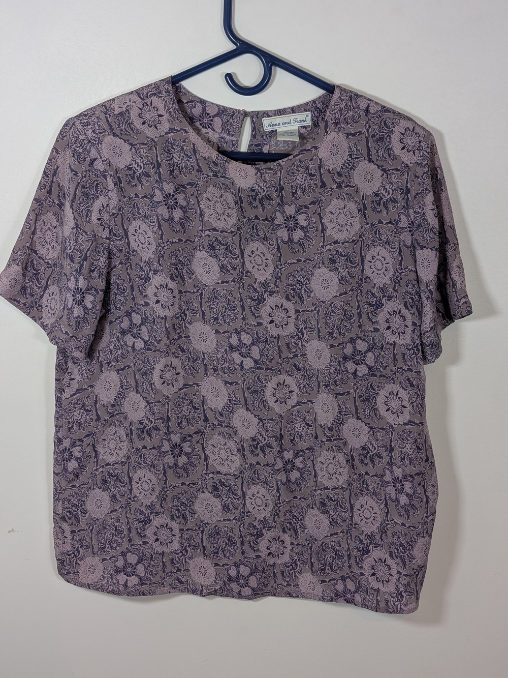 Anna And Frank Mauve Floral Short Sleeve Blouse